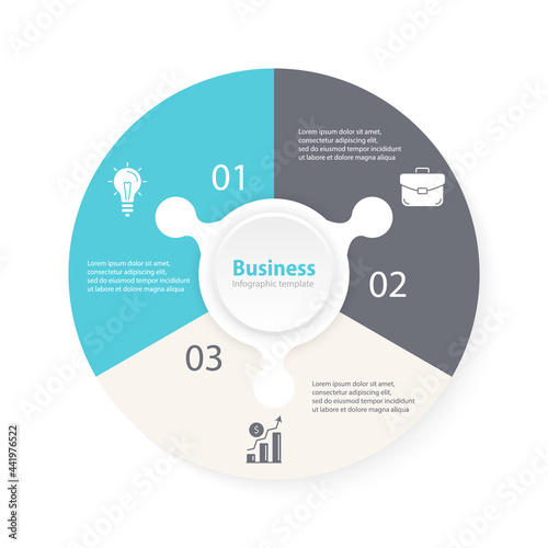 Circle puzzle infographic template for cycle diagram, graph, web design, presentation and round chart. Puzzle business concept with 3 steps, options or processes. Vector abstract background.