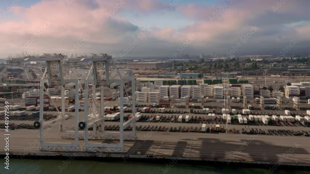 Aerial of containers on the port of oakland. California, USA Aerial of containers on the port of oakland. California, USA