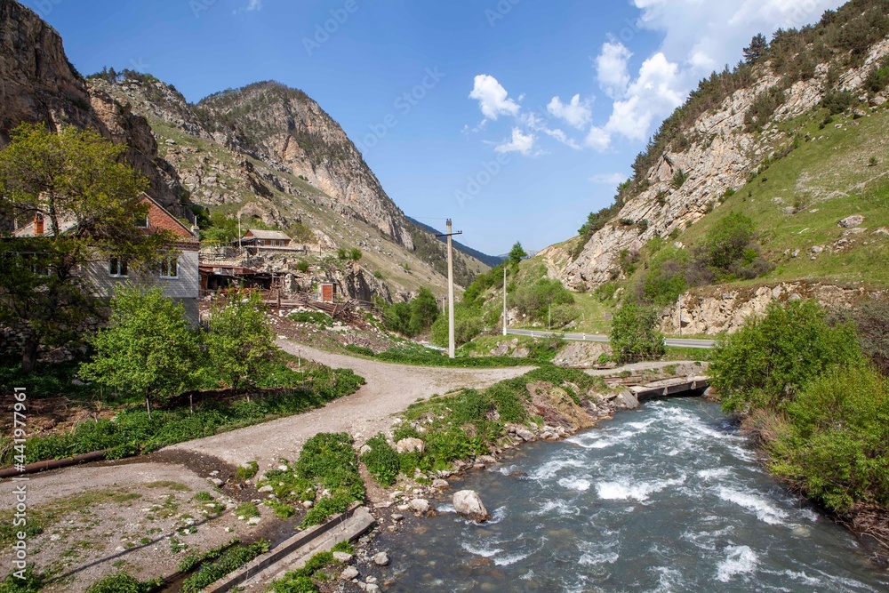 Fiagdon River, at the foot of Mount Kariu-khokh. Dzivgis. Alagir district. North Ossetia. Russia
