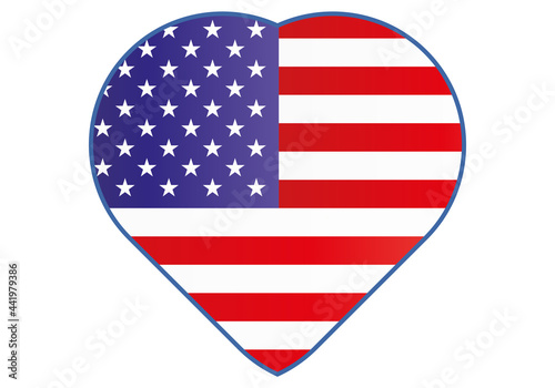 Corazón con la bandera de los Estados Unidos de América.
