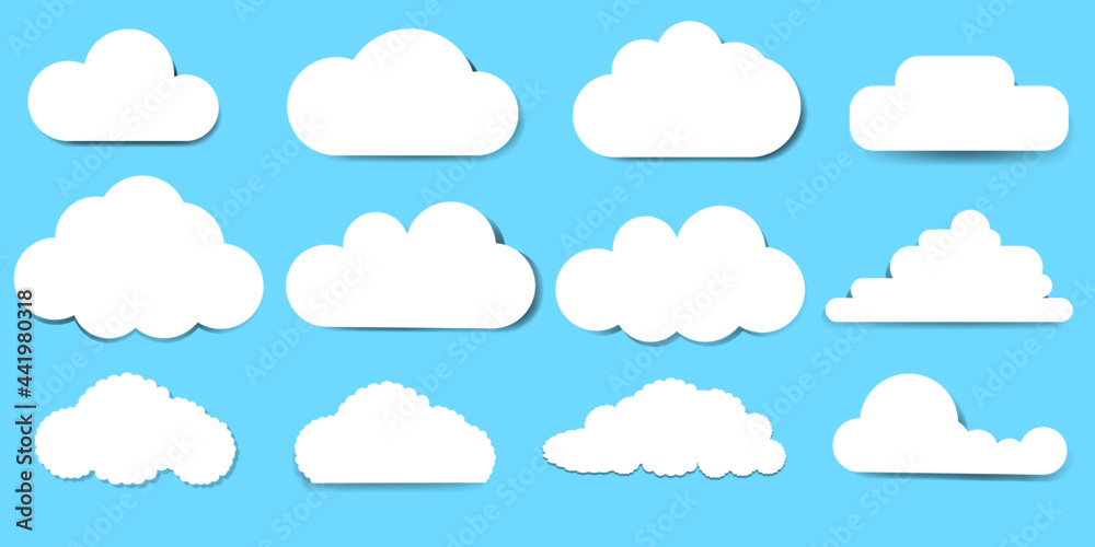 Template of white clouds in paper cut design with lightblue sky. Template of white clouds in paper cut design with lightblue sky.