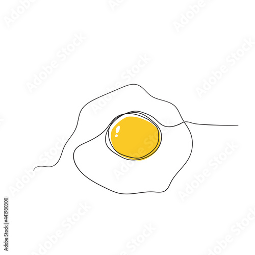 continuous line art drawing sunny side up illustration vector