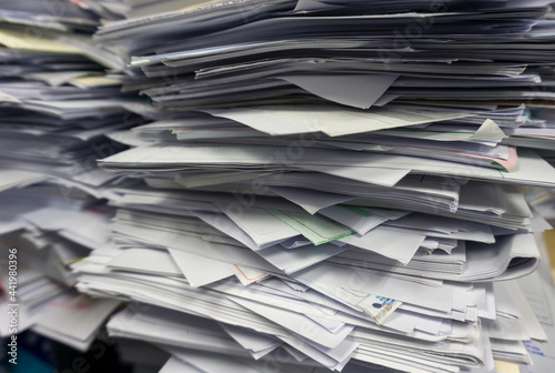 Close up stack of document at office