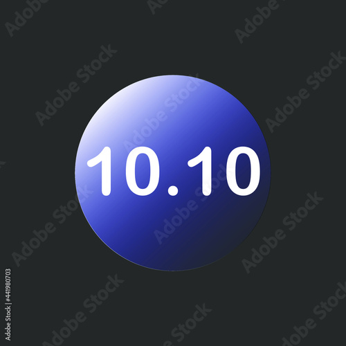 A flat icon illustration vector of monthly shocking sale on October 10. Online store offer new item and price discounts on this date. 