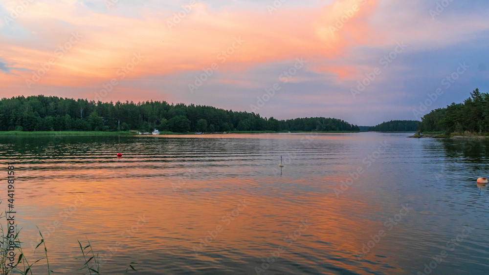 Fototapeta premium Finnish archipelago in midsummer evening.
