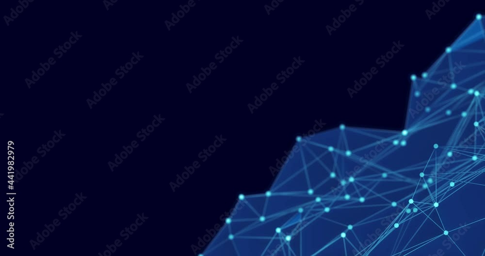 Abstract polygon wave made up of lines and dots moves. Technology and futuristic image. Seamless loop.