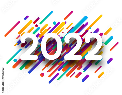 2022 white sign on brush strokes background.