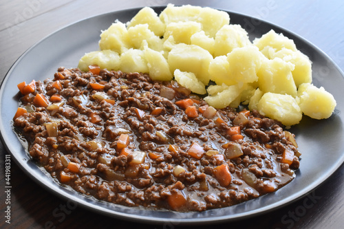 Scottish mince and tatties. Popular dish in Scotland. photo