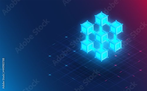 Futuristic Blockchain connection. Future concept.vector and illustration