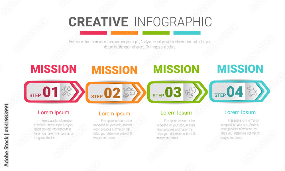 Abstract infographics number options template with steps, with 4 label. Can be used for workflow layout, diagram, business step options, banner, web design. Vector eps 10. Abstract infographics number options template with steps, with 4 label. Can be used for workflow layout, diagram, business step options, banner, web design. Vector eps 10.
