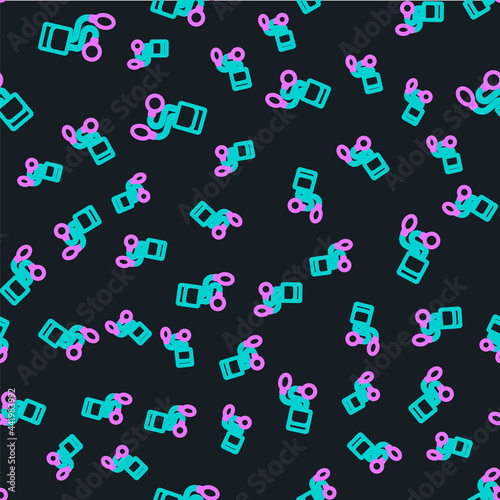 Line Blood pressure icon isolated seamless pattern on black background. Vector
