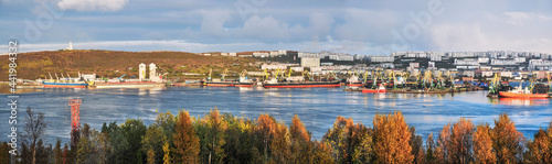 Panorama - Murmansk city  port  Kola Bay.
