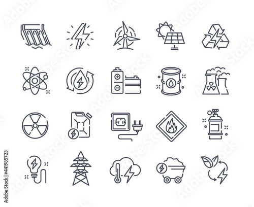 Simple Energy Types Vector Line Icons