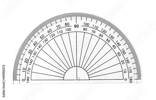Semicircle transparent ruler isolated on white  with clipping path