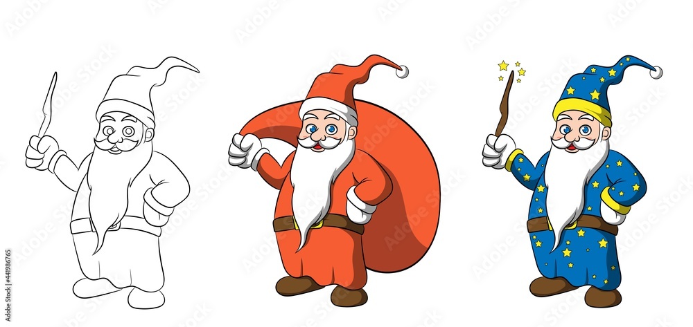 Jolly wizard & Santa Claus Gift Cartoon Character