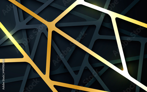 Abstract black and gold dimension line background