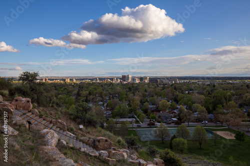 Boise Idaho skyline in Spring. View from Camels Back Park.