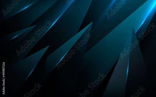 Abstract black taper shape dimension background  with blue light