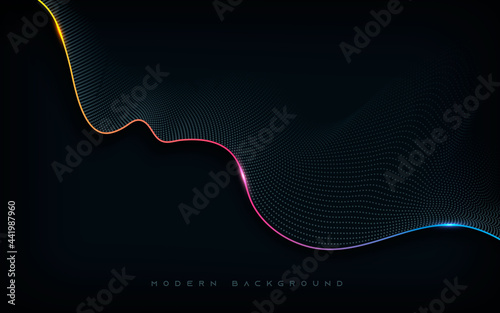 Abstract dots with colorful line  background