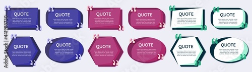 Modern Quote dark theme quote bubble cloud banner vector set collection