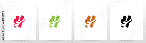 Alphabet Holding Lute Guitar Banjo  Letter Logo Design H