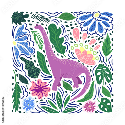 Brachiosaurus, sauropod dinosaur cartoon character. Funny animal