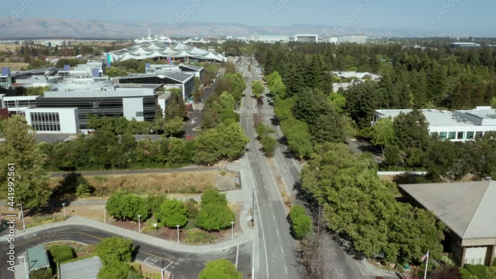 Aerial: Google Hq Googleplex, Mountain View, Silicon Valley, San Francisco, USA