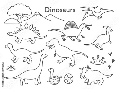 simple line illustration of dinosaurs
