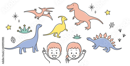 simple line illustration of dinosaurs