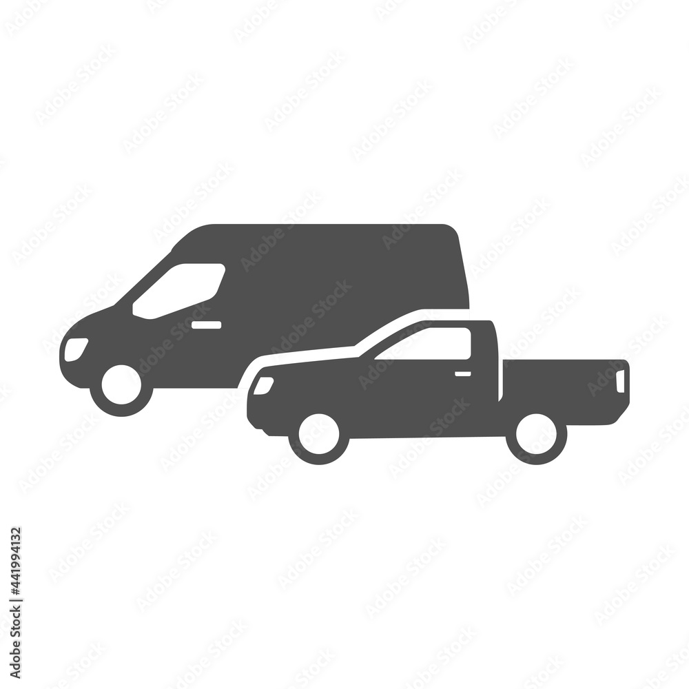 Monochrome simple trucking icon vector flat illustration traffic truck cargo and passenger car