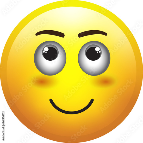 Modern Smileys Emoticons Emoji icons illustration with a happy face, smiley eye up side