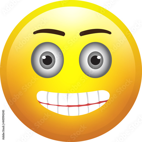 Modern Smileys Emoticons Emoji icons illustration with a happy face, smiley open teeth with eyes open