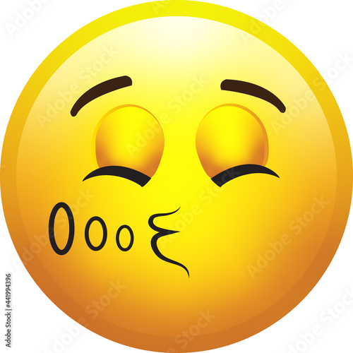 Modern Smileys Emoticons Emoji icons illustration with a happy face, smiley whistle