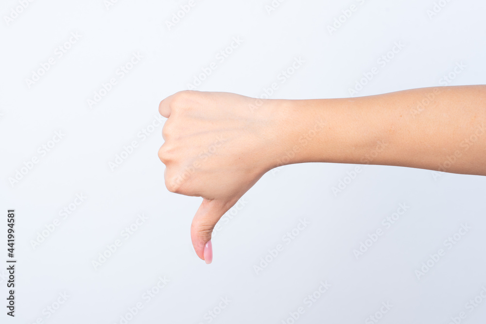 hand pointing down with thumb. Negative emotion. hand pointing down with thumb. Negative emotion.