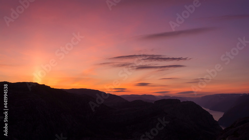 the Norwegian fjord Lyusebotn, a beautiful view from Pulpit Rock © gusenych