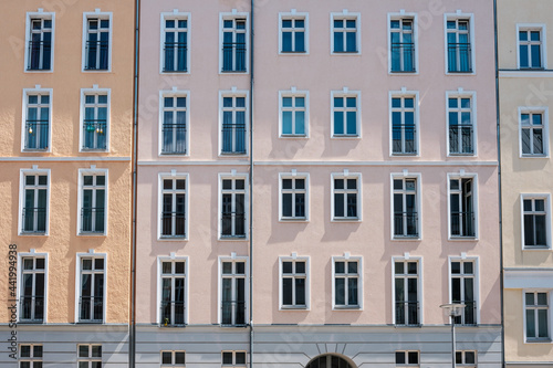 residential building facade, apartment house exterior