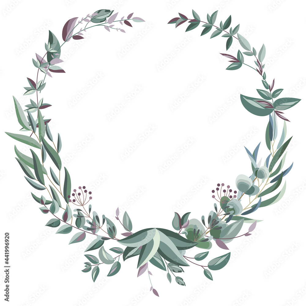 Round frame from eucalyptus Round frame from eucalyptus
