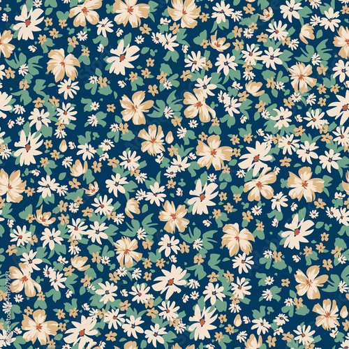 Seamless spring floral pattern with daisies for dress