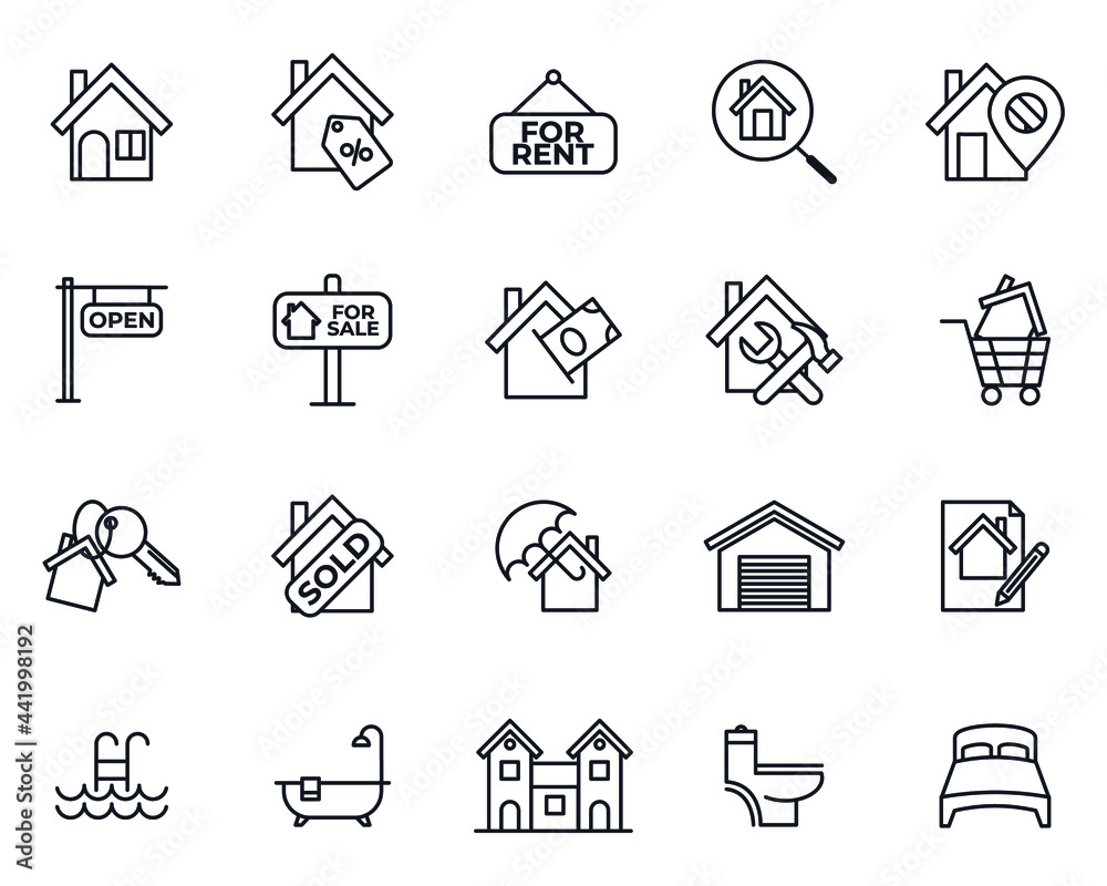 Real Estate elements set icon symbol template for graphic and web ...