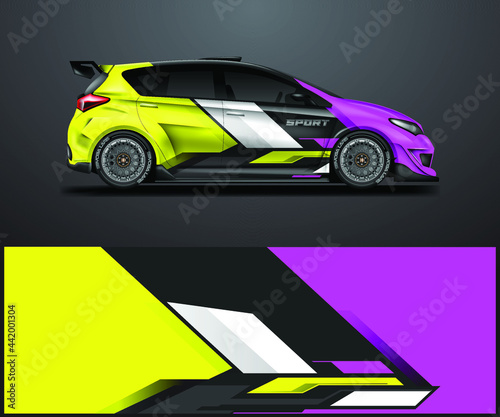Decal Car Wrap Design Vector. Graphic Abstract Stripe Racing Background For Vehicle  Race car  Rally  Drift 