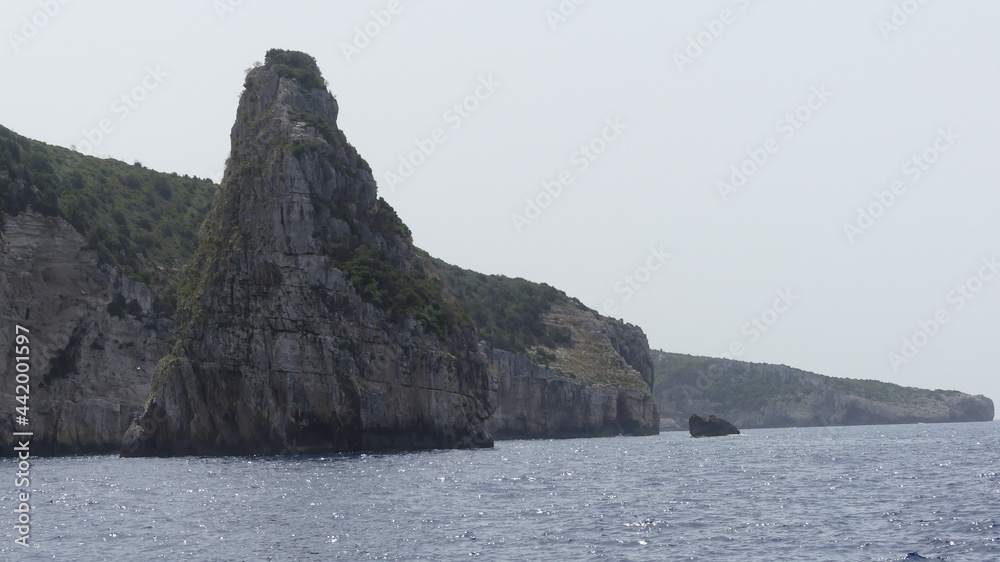 Rock mountain next to the ocean in Greece