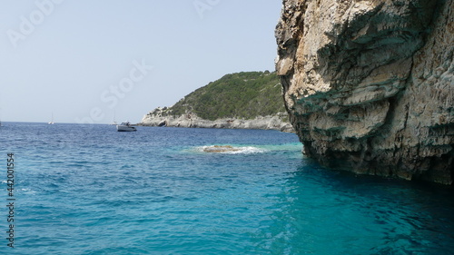 island in the sea view from cave in Greece