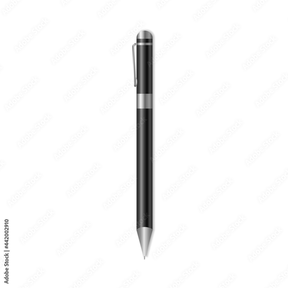 Black ball point pen.Vector illustration isolated on white background. Black ball point pen.Vector illustration isolated on white background.