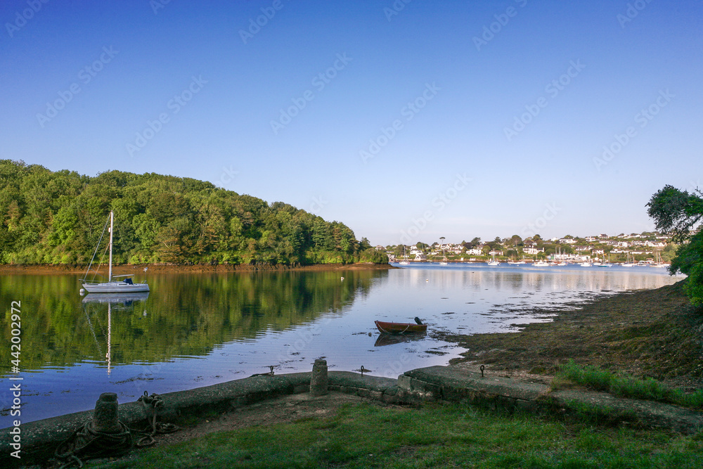 Porth Creek, with the Percuil River and St. Mawes beyond, from Trewince Quay, Roseland Peninsula, Cornwall, UK Porth Creek, with the Percuil River and St. Mawes beyond, from Trewince Quay, Roseland Peninsula, Cornwall, UK