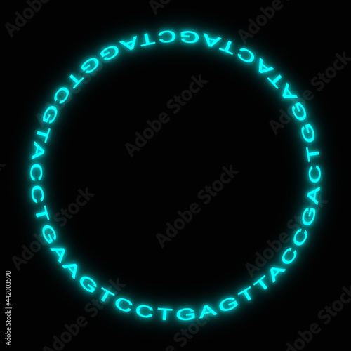 Die Basen Adenin, Cytosin, Guanin und Thymin der DNA sind als Ring angeordnet.