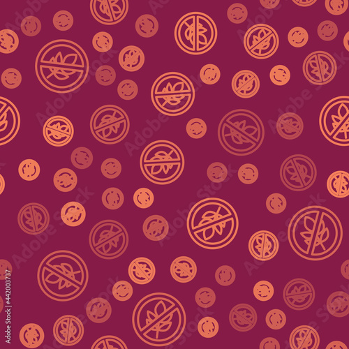 Brown line Gluten free grain icon isolated Brown line background. No wheat sign. Food intolerance symbols. Vector