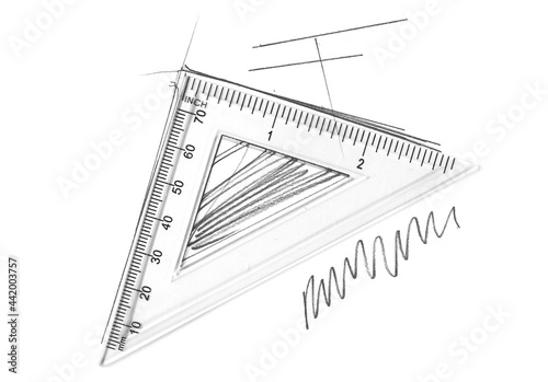 Wallpaper Mural Transparent triangle and pencil lines, scribble isolated on white background, with clipping path Torontodigital.ca