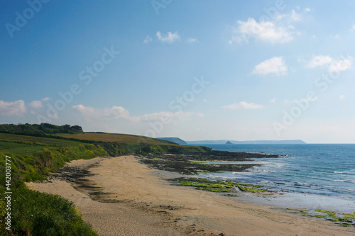 An empty Towan Beach  Roseland Peninsula  Cornwall  UK