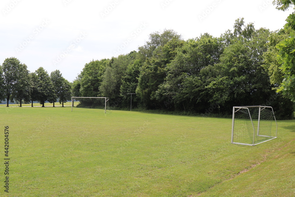 Fototapeta premium Fußballplatz . Fußballtor. Spielfeld.