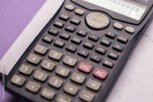 Scientific Calculator with a textured background stock image.